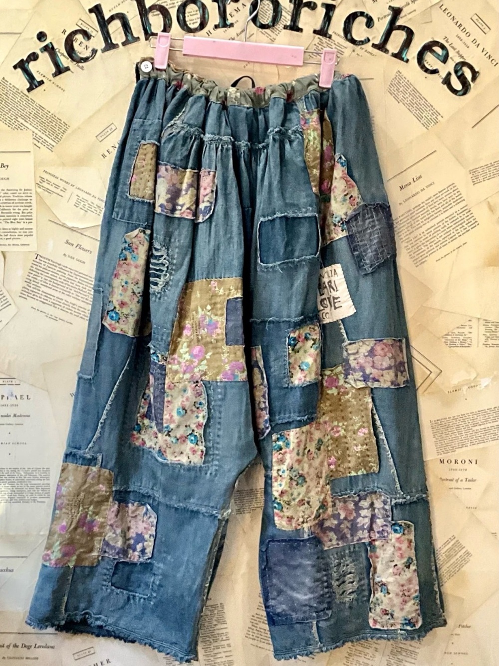 Magnolia Pearl Patchwork Kathmandu Samantha Trousers Drop Crotch Linen